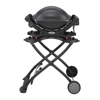 WEBER<sup>&reg;</sup> Q1400 Electric Grill Bundle - This outdoor electric grill is perfect for grilling enthusiasts living in condos, apartments, mobile homes and town homes that have gas/charcoal restrictions. It’s small, lightweight and packs plenty of power. It pairs a high performance cooking system with 189 sq. inches total cooking area, porcelain-enameled cooking grates, infinite heat control settings and a six-foot grounded cord. Underwriter Laboratories certified (UL®) for outdoor use only. Rolling/ Folding Cart and Cover included.
